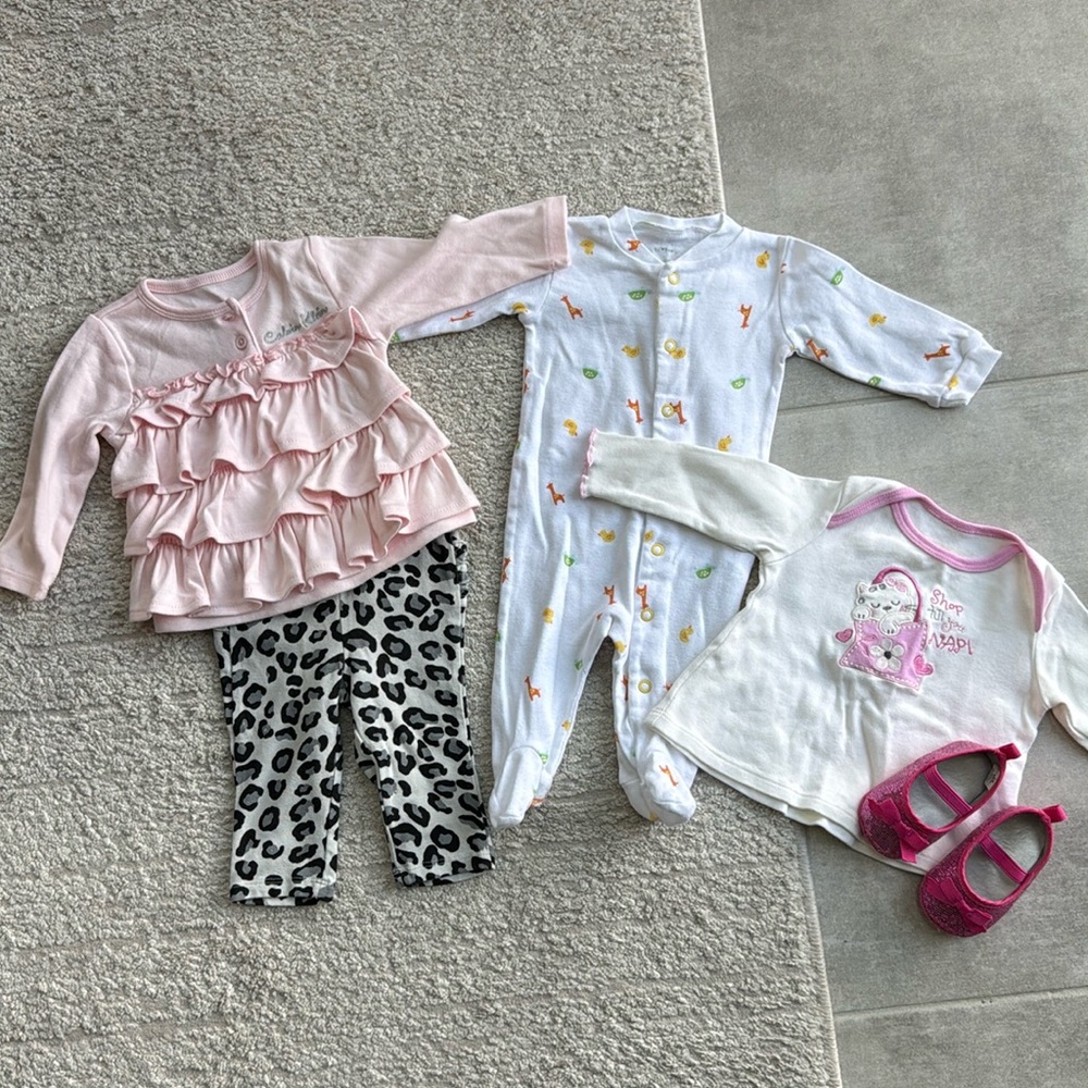 6 Piece Girl's Calvin Klein, Carter's, Old Navy Mix & Match Bundle - Size 3-6 M